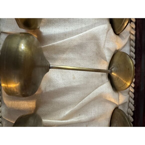 Brass Cordial Goblet Set Of 6 With Case & Stanley Silver Polishing Cloth Vintage - Picture 3 of 6